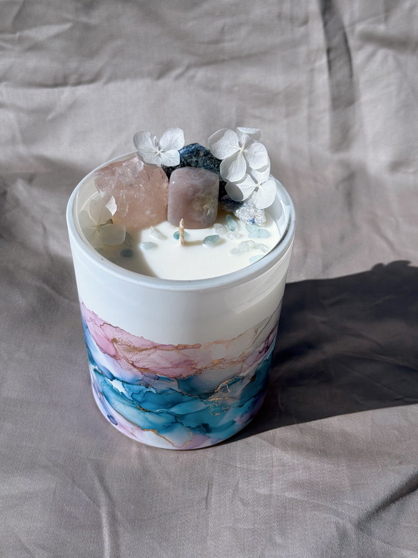 One of a Kind Crystal Candle - Pink Sands